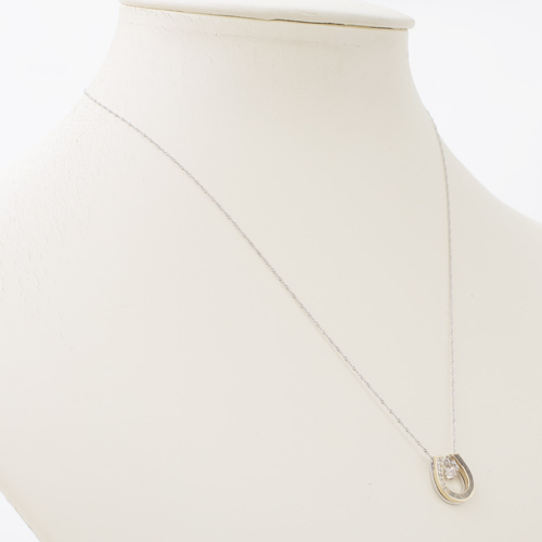 日本製 10金 YG＆WG 馬蹄 ペンダントジャケット ダイヤモンド 0.11ct 5168-PG16