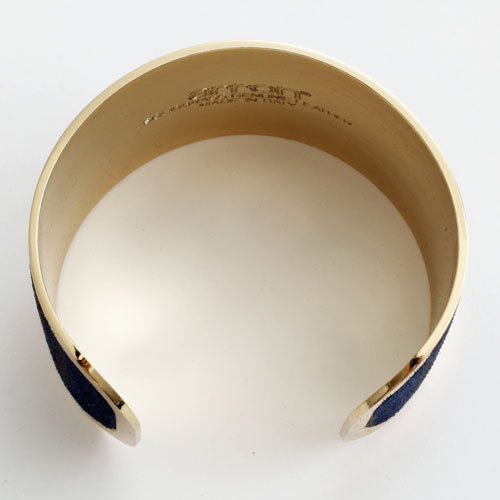真鍮 レザー バングル ダマスク (ネイビーブルー) イタリア製　5217-BS16