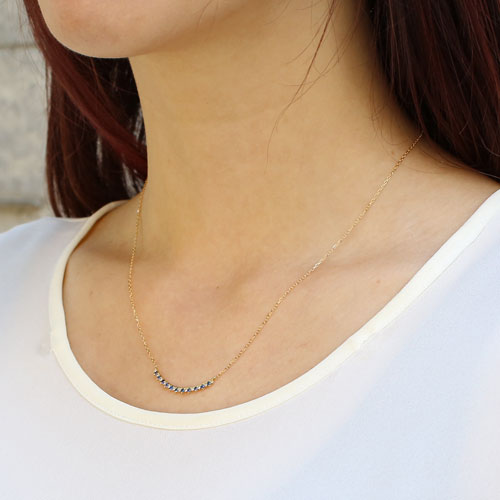 18金 サファイア ダイヤペンダント カット小豆ネックレス 送料無料】【日本製】18金/K18 イエローゴールド ネックレス