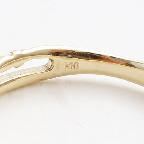 日本製 10金イエローゴールド ピンキーリング K10 ダイヤモンド 2連 5343-RG16
