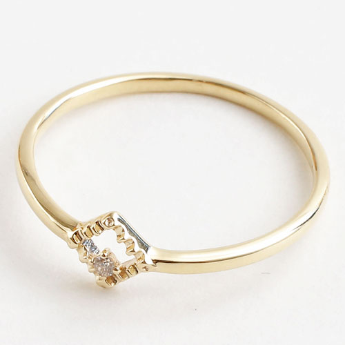 日本製 10金イエローゴールド リング K10 ダイヤモンド ダイヤ型 5344-RG16