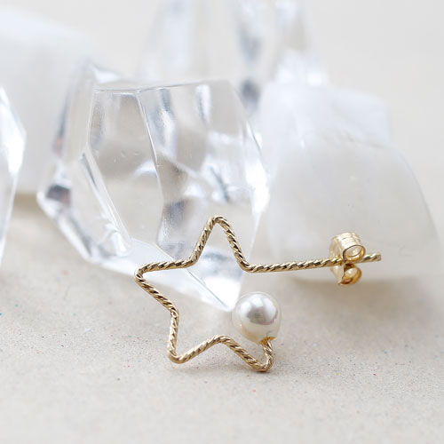 14金ゴールドフィールド スター モチーフ 片耳ピアス キャッチ式　5362-EG16