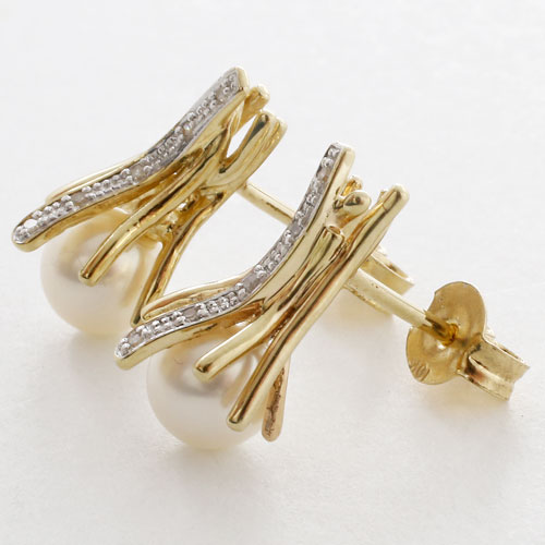 10金 イエローゴールド パール ピアス キャッチ式 タイ製　5376-PS17