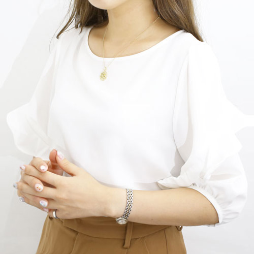 シルバー ゴールドメッキ ペンダント ツリーオブライフ カットボールチェーン付き　5384-PG16