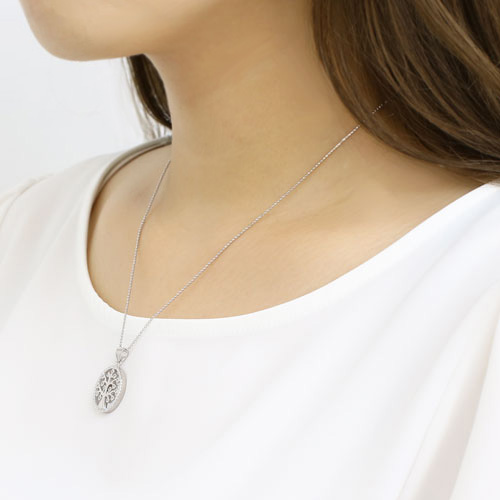 シルバー ペンダント ツリーオブライフ ジルコニア カットボールチェーン付き SV925　　5385-PG16