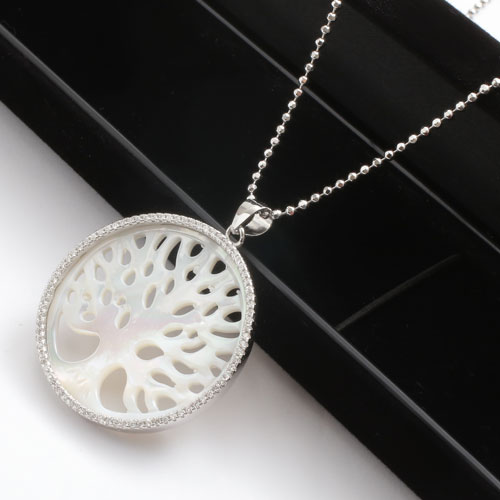 シルバー ペンダント ツリーオブライフ カットボールチェーン付き SV925　5386-PG16