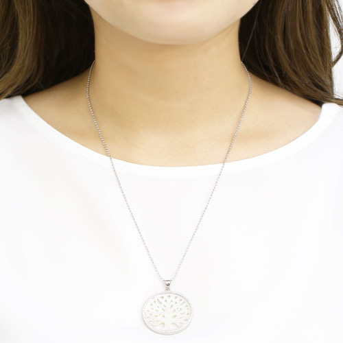 シルバー ペンダント ツリーオブライフ カットボールチェーン付き SV925　5386-PG16