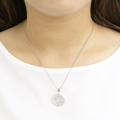 シルバー ペンダント ツリーオブライフ ジルコニア カットボールチェーン付き SV925　5387-PG16