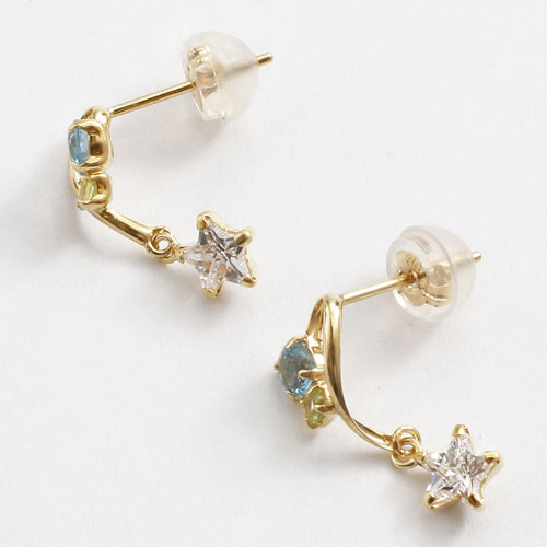 10金 スターモチーフ 天然石 ピアス　5400-PG17