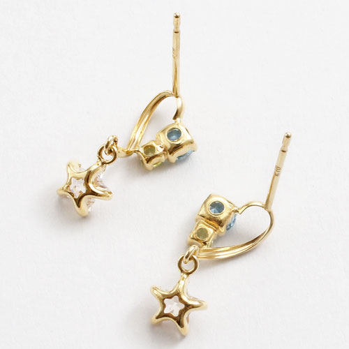 10金 スターモチーフ 天然石 ピアス　5400-PG17