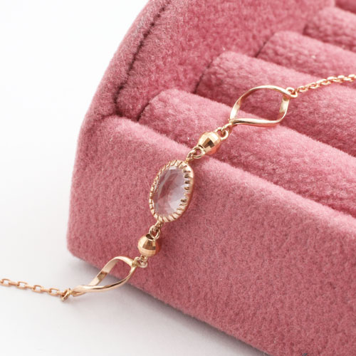 10金 ピンクゴールド ブレスレット 小豆チェーン　5413-PG17 