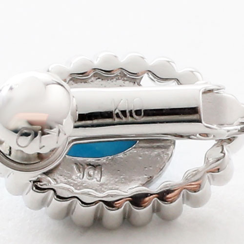 ピョンコ様 【3mm／17cm 人工ダイヤモンド】 ターコイズ(トルコ石) ダイヤモンド ピアス K18WG 第三者機関 鑑別書付