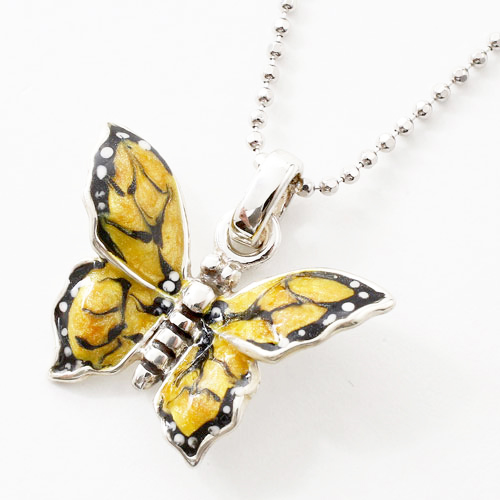 イタリア製 シルバー925 バタフライ  ペンダント カットボールチェーン付　5463-SR17