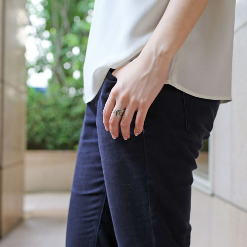 インドネシア製 シルバー925 天然石 ペリドット レイヤードリング　5512-SK17