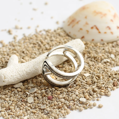 インドネシア製 シルバー925 天然石 ペリドット レイヤードリング　5512-SK17