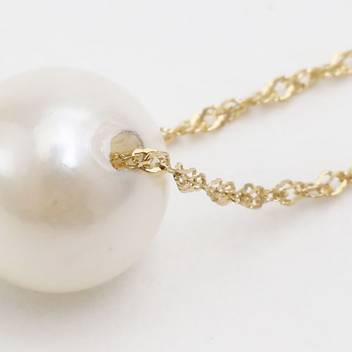 訳あり あこや真珠 パール ペンダント ネックレス 18金 K18 42cm 5553-NM10