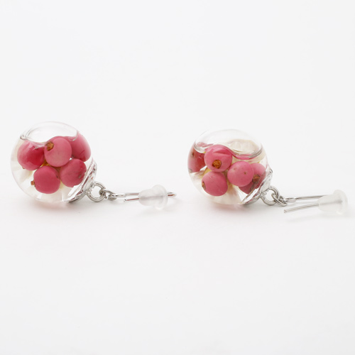 日本製 ハーバリウム ピアス ピンク系　5595-LL18