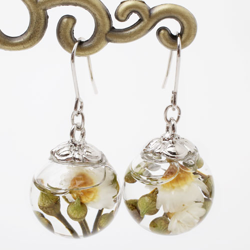 送料無料】【日本製】ハーバリウム ピアス グリーン系