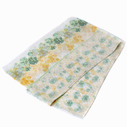 送料無料】インド製 花柄ストール マフラー ショール イエロー