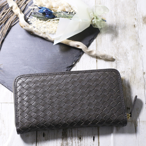 レザー 本革 Della 長財布 ウォレット グレー 男女兼用 5650-TO21