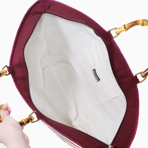  サマー イタリア製 麦わら かごバッグ レッド・ボーダー 5657-TO21