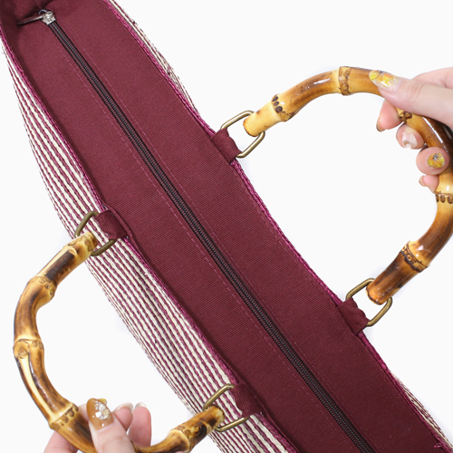  サマー イタリア製 麦わら かごバッグ レッド・ボーダー 5657-TO21