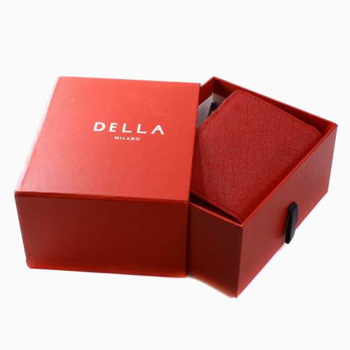 Della レザー カード入れ 名刺入れ レッド  100枚収納可能 5695-DL22