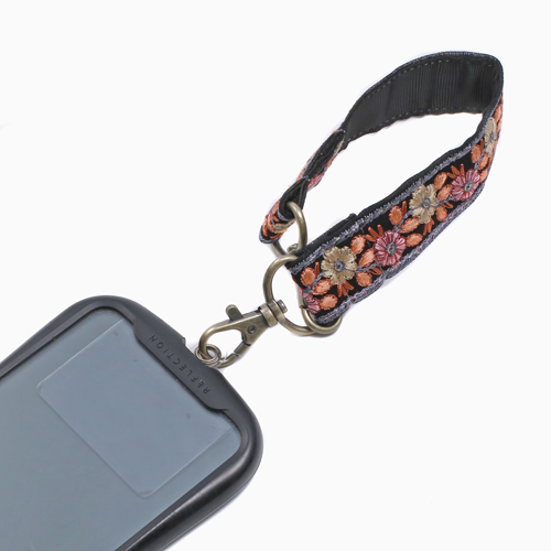 スマホハンディストラップ インド製リボン フラワー 5716-LL23