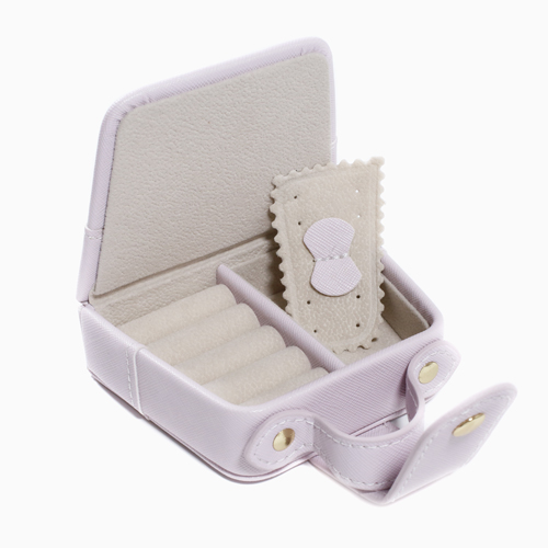 薄紫色 ボタン付き アクセサリーケース 薄紫色 ボタン付き アクセサリーケース