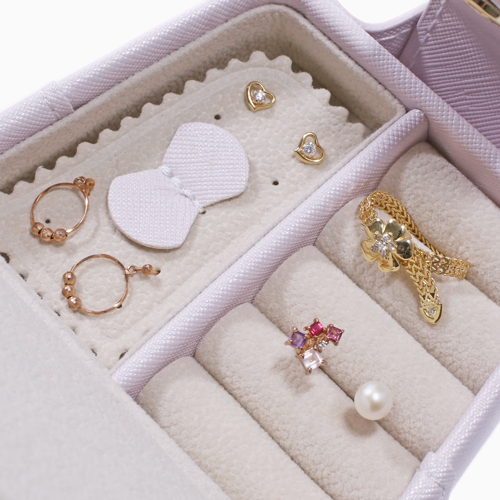 薄紫色 ボタン付き アクセサリーケース 薄紫色 ボタン付き アクセサリーケース