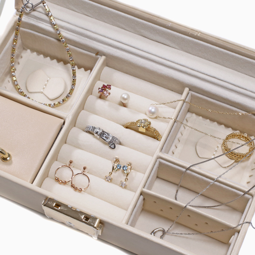 ジュエリーケース アクセサリー入れ 窓付き ベージュ 5724-OK23