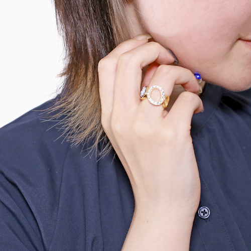 イタリア製 手掘り シェルカメオ リング フラワー SV925 5734-DL23