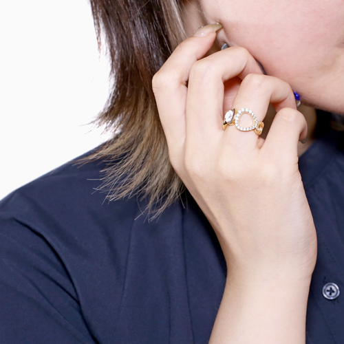 イタリア製 手掘り シェルカメオ リング フラワー SV925 5737-DL23