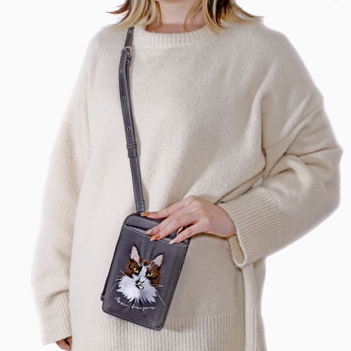 オシャレでかわいい スマートフォン ポーチ 猫 軽量 5739-MZ23