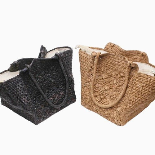 【送料無料】IVAHONA /イヴァオナ バッグ ハンドバッグ かごバッグ 鞄/BAG/かばん/カバン お出かけ サマーバッグ 春夏 ブラック ブラウン ラフィア コットン 編み込み 軽量 お洒落 かわいい レディース 記念日 お祝い 誕生日 プレゼント BETTY LOTUS 5763-IJ25