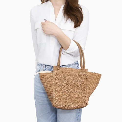 【送料無料】IVAHONA /イヴァオナ バッグ ハンドバッグ かごバッグ 鞄/BAG/かばん/カバン お出かけ サマーバッグ 春夏 ブラック ブラウン ラフィア コットン 編み込み 軽量 お洒落 かわいい レディース 記念日 お祝い 誕生日 プレゼント BETTY LOTUS 5763-IJ25