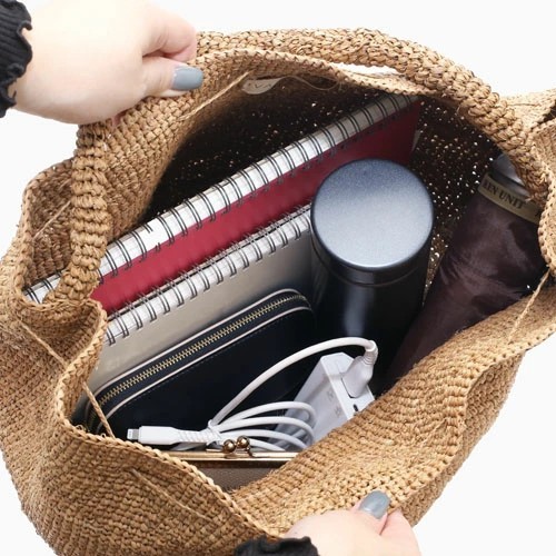 【送料無料】IVAHONA/イヴァオナ バッグ トートバッグ かごバッグ 鞄/BAG/かばん/カバン お出かけ サマーバッグ 春夏 ブラック ブラウン ラフィア コットン 編み込み 大容量 お洒落 かわいい レディース 記念日 お祝い 誕生日 プレゼント マダガスカル製 SAC XIAO 5764-IJ25