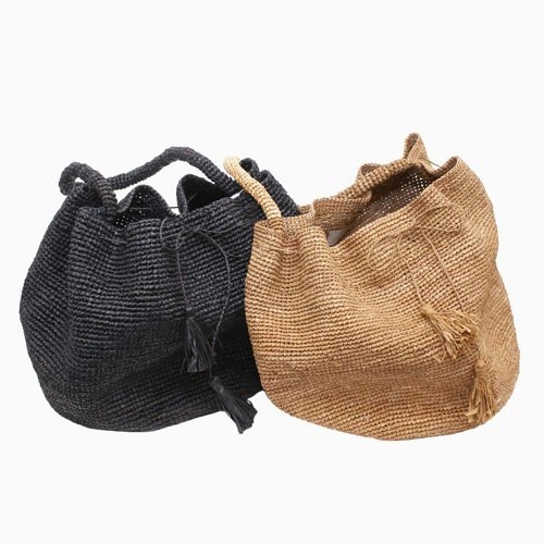 【送料無料】IVAHONA/イヴァオナ バッグ トートバッグ かごバッグ 鞄/BAG/かばん/カバン お出かけ サマーバッグ 春夏 ブラック ブラウン ラフィア コットン 編み込み 大容量 お洒落 かわいい レディース 記念日 お祝い 誕生日 プレゼント マダガスカル製 SAC XIAO 5764-IJ25