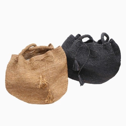 【送料無料】IVAHONA/イヴァオナ バッグ トートバッグ かごバッグ 鞄/BAG/かばん/カバン お出かけ サマーバッグ 春夏 ブラック ブラウン ラフィア コットン 編み込み 大容量 お洒落 かわいい レディース 記念日 お祝い 誕生日 プレゼント マダガスカル製 SAC XIAO 5764-IJ25