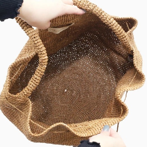 【送料無料】IVAHONA/イヴァオナ バッグ トートバッグ かごバッグ 鞄/BAG/かばん/カバン お出かけ サマーバッグ 春夏 ブラック ブラウン ラフィア コットン 編み込み 大容量 お洒落 かわいい レディース 記念日 お祝い 誕生日 プレゼント マダガスカル製 SAC XIAO 5764-IJ25