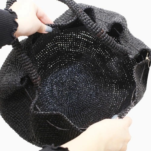 【送料無料】IVAHONA/イヴァオナ バッグ トートバッグ かごバッグ 鞄/BAG/かばん/カバン お出かけ サマーバッグ 春夏 ブラック ブラウン ラフィア コットン 編み込み 大容量 お洒落 かわいい レディース 記念日 お祝い 誕生日 プレゼント マダガスカル製 SAC XIAO 5764-IJ25