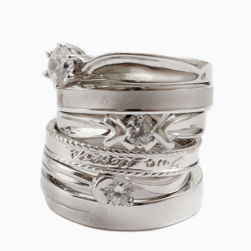 シルバー リング 2点セット シンプル デザイン 6023-XS22