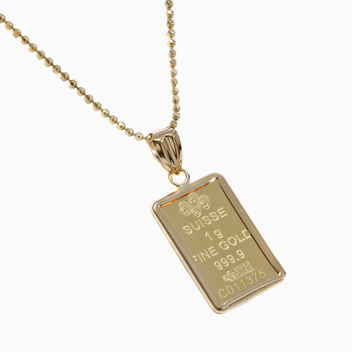 純金 K24 マリア コイン ペンダント 1g 18金枠 カットボールチェーン付き 6036-HG24