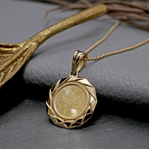 純金 メイプルリーフコイン 1/10 18金 デザイン枠　6038-HG24