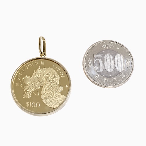 純金 18金 2024年版 干支 辰 コイン ペンダントトップ 3cm 21g  6060-MS24