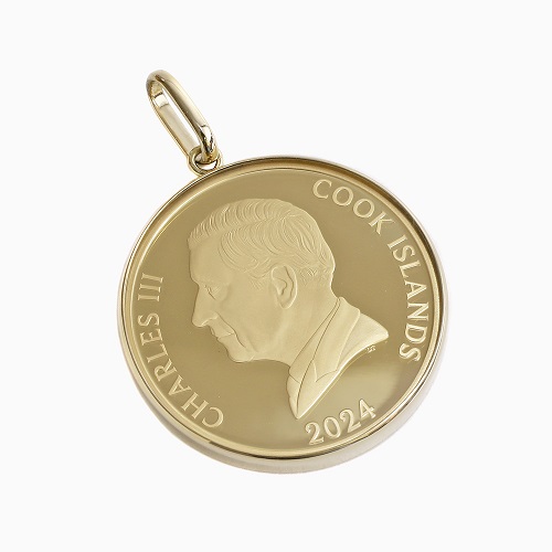 純金 18金 2024年版 干支 辰 コイン ペンダントトップ 3cm 21g  6060-MS24