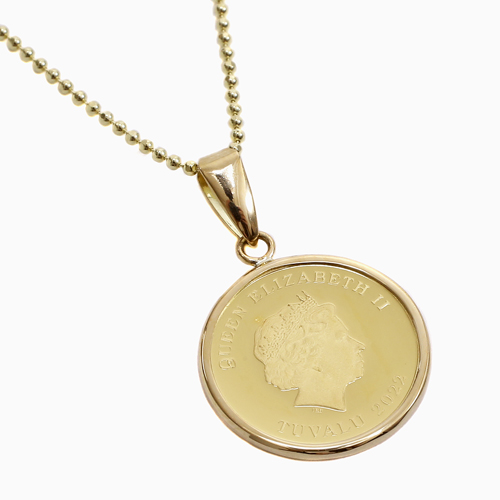 バースミント製造 純金 コイン ペンダント (キャット) 6061-HG24