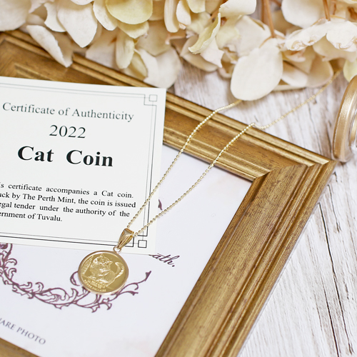 バースミント製造 純金 コイン ペンダント (キャット) 6061-HG24