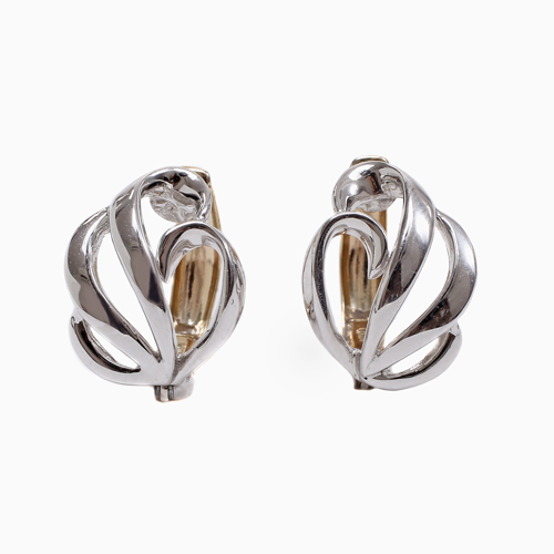 10金 イエロー＆ホワイト リバーシブル ピアリング スカシリーフ 6067-UK24