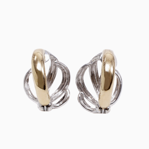 10金 イエロー＆ホワイト リバーシブル ピアリング スカシリーフ 6067-UK24